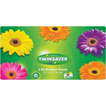 TWINSAVER FACIAL TISSUE RAINBOW
