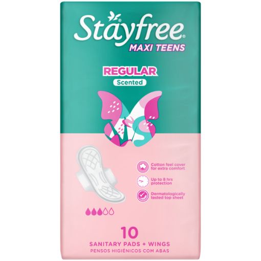 STAYFREE PADS MXI TEENS  SCNTD W/WNG