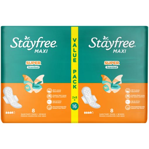 STAYFREE PADS MAXI THICK SUP SCENT