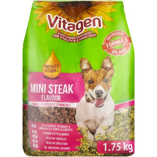 VITAGEN DOG FOOD DRY DOG SM/MED STEAK 1.75KG